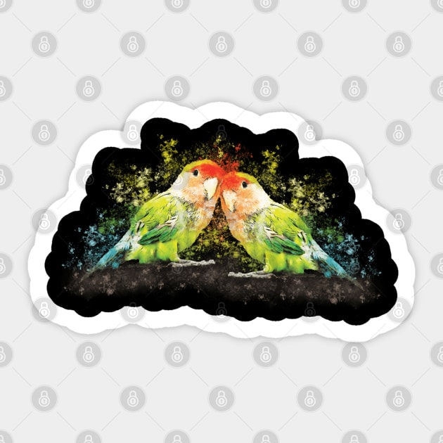 Lovebird parrot, pair of birds, watercolor Love Bird Sticker by Einstein Parrot